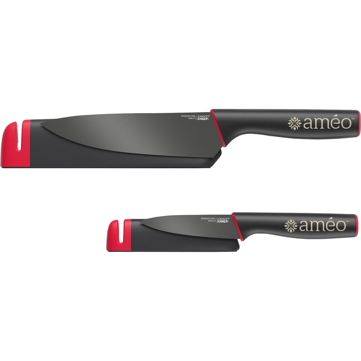 Joseph Joseph Joseph Joseph® Slice&Sharpen 2 couteaux avec étuis - JJ007 Black