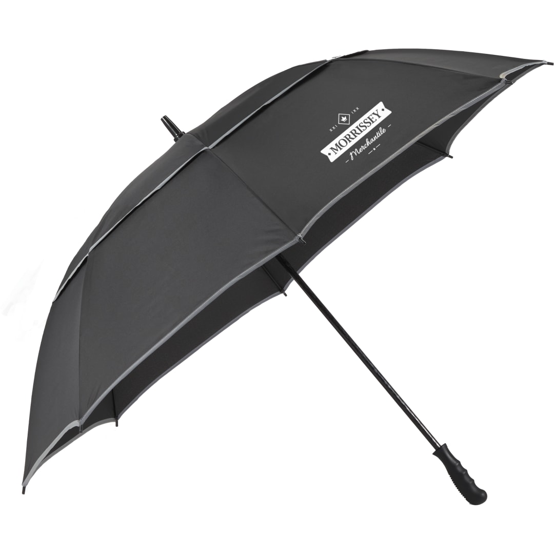 62&quot; RPET Golf Umbrella w/ Reflective Trim - 5050-09 Black
