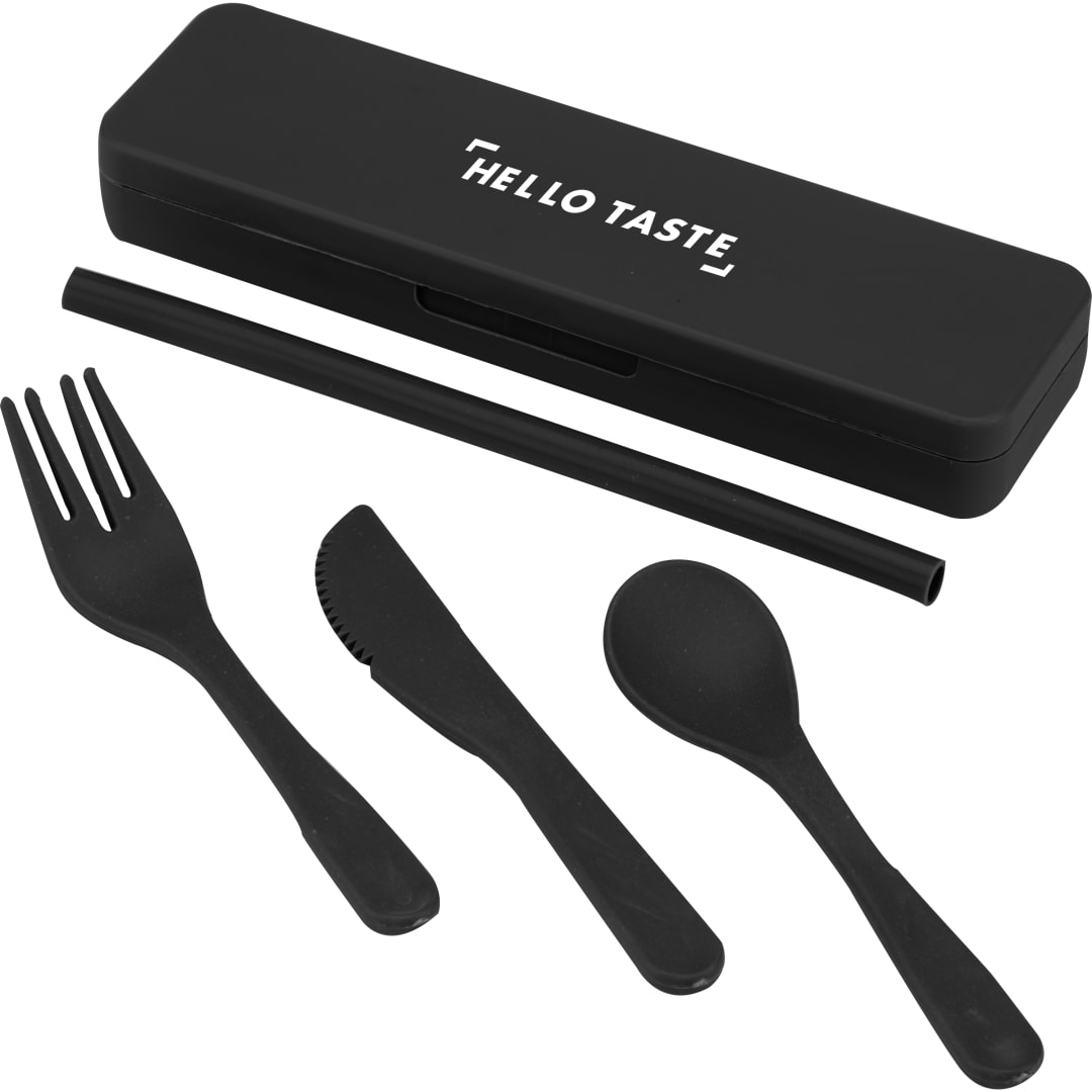 Recycled Plastic Utensil To Go Set - SM-2252 Black