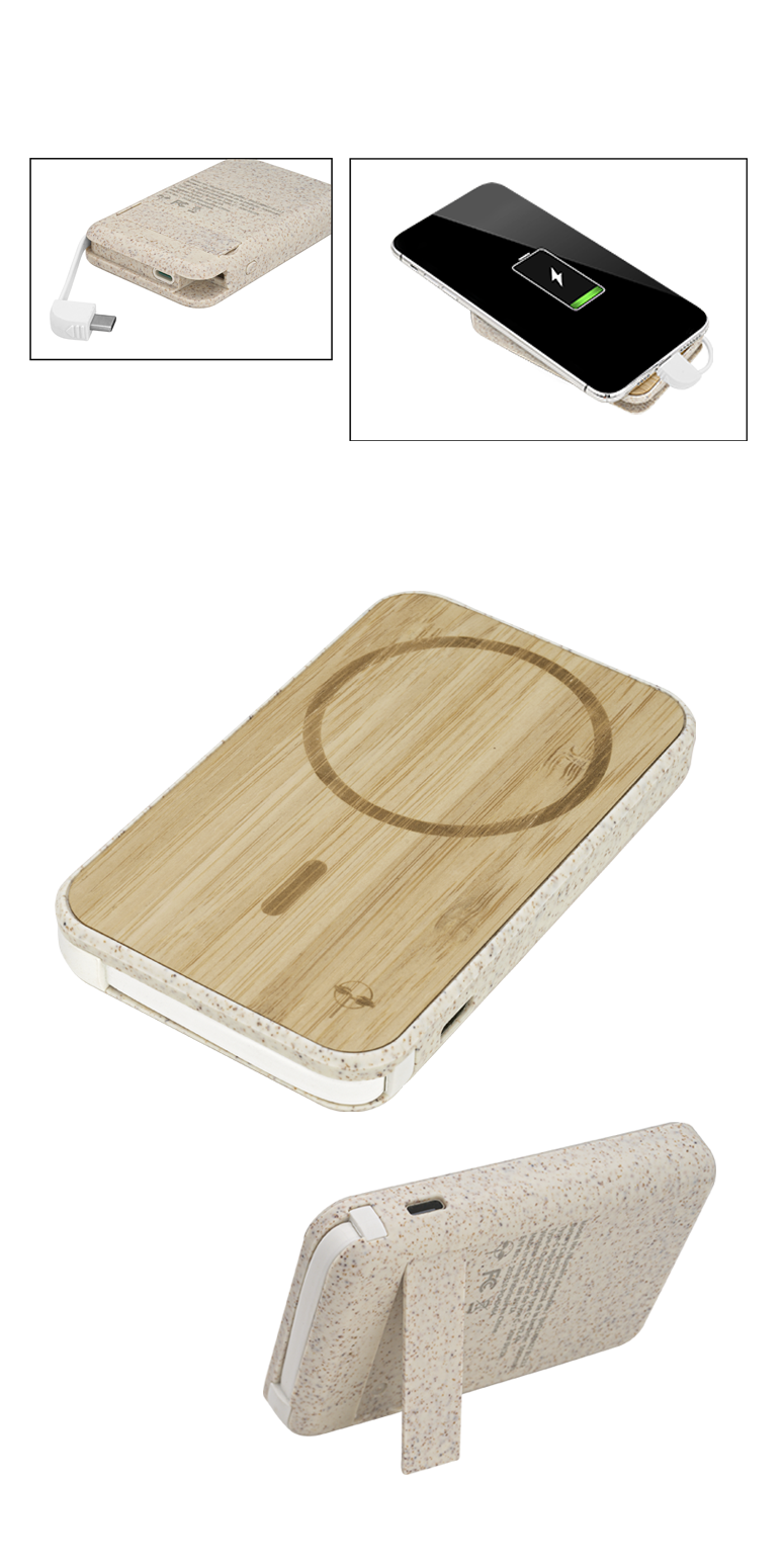 EarthTrendz EarthTrendz™ Magnetic Wireless Power Bank - EL211 Beige