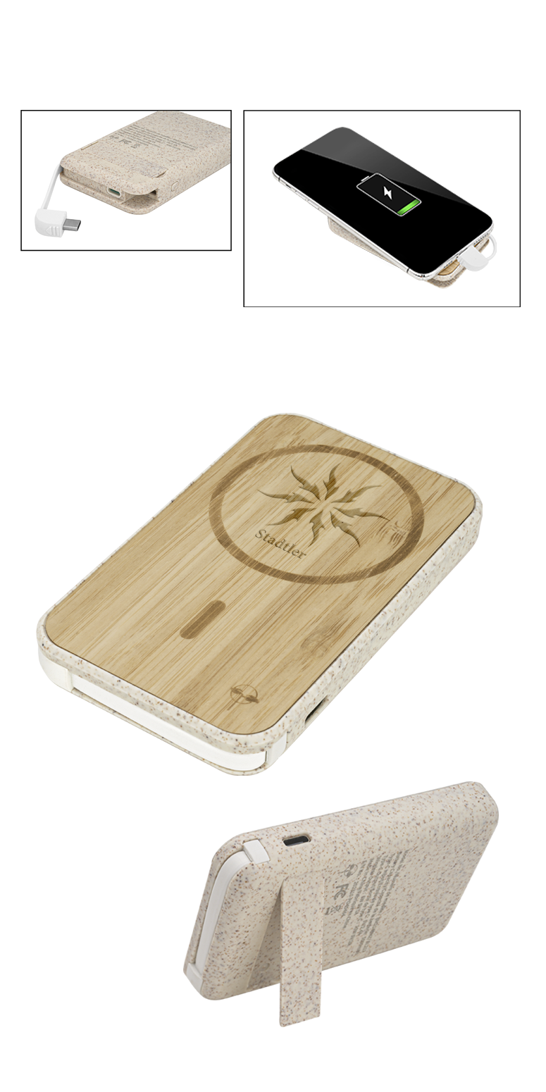 EarthTrendz EarthTrendz™ Magnetic Wireless Power Bank - EL211 Beige