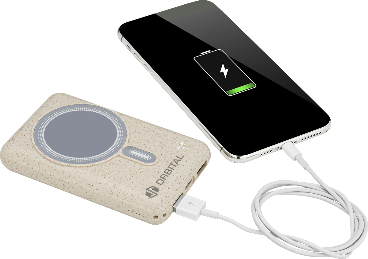 EarthTrendz EarthTrendz™ Solar / Magnetic Wireless Power Bank - EL212 Beige