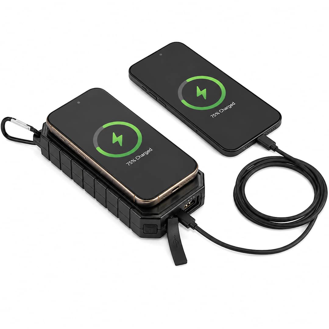 UL Listed 10000 IPX5 Solar 15W Wireless Power Ban - 7122-12 Black