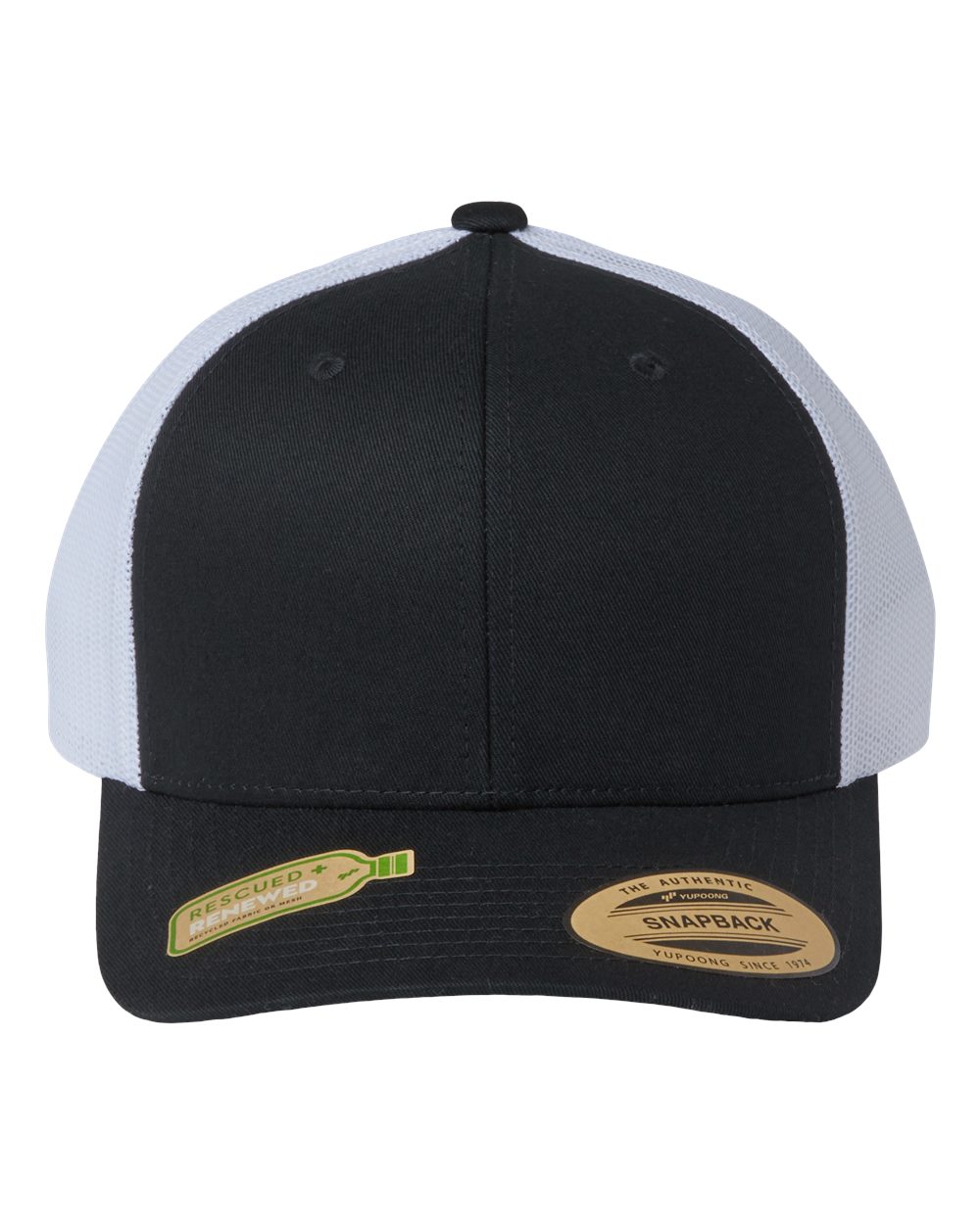 YP Classics Sustainable Retro Trucker Cap - 6606R Black- White