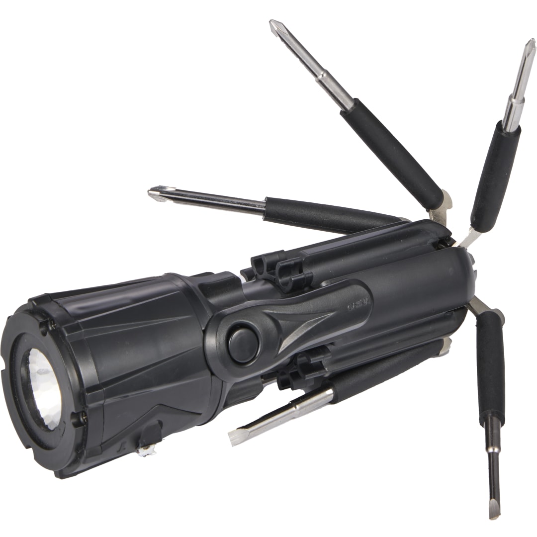 Recycled Spidey 10-in-1 Screwdriver Flashlight - 1401-33 Black