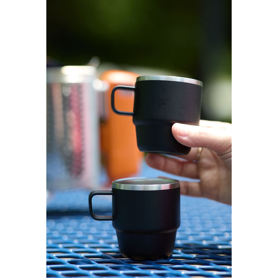 Doppio Stackable Recycled Mug Set 6oz - 1602-12 Black