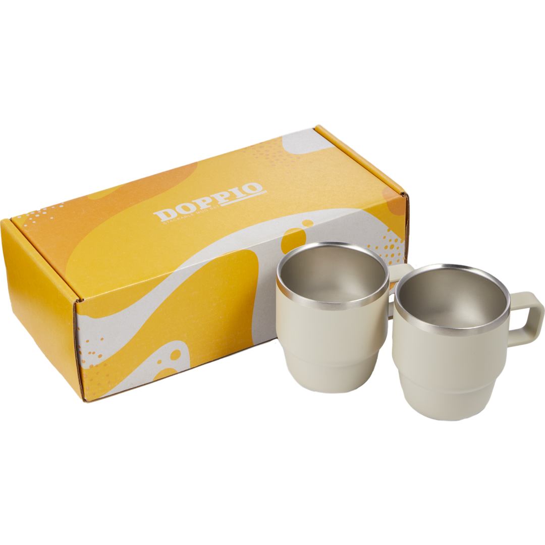 Doppio Stackable Recycled Mug Set 6oz - 1602-12 White