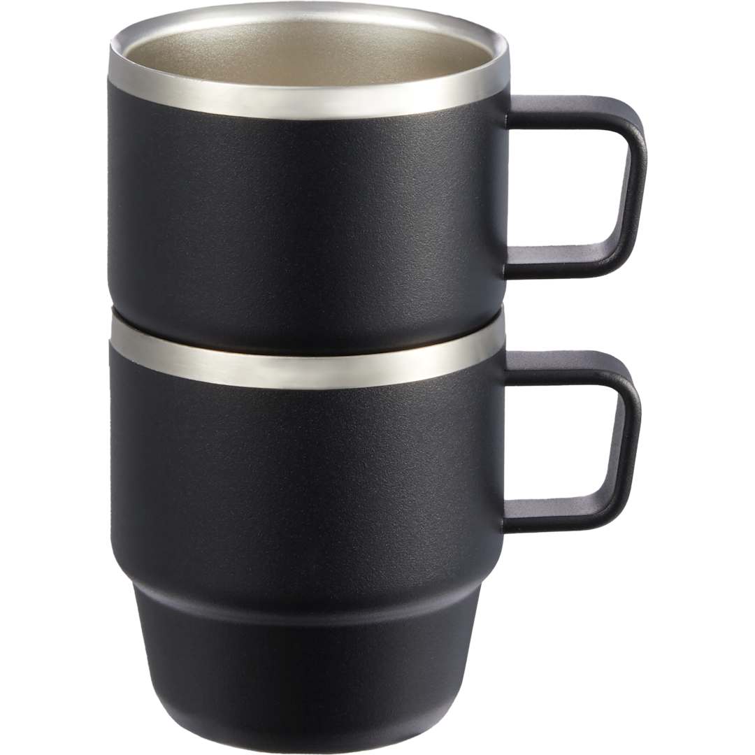 Doppio Stackable Recycled Mug Set 6oz - 1602-12 Black