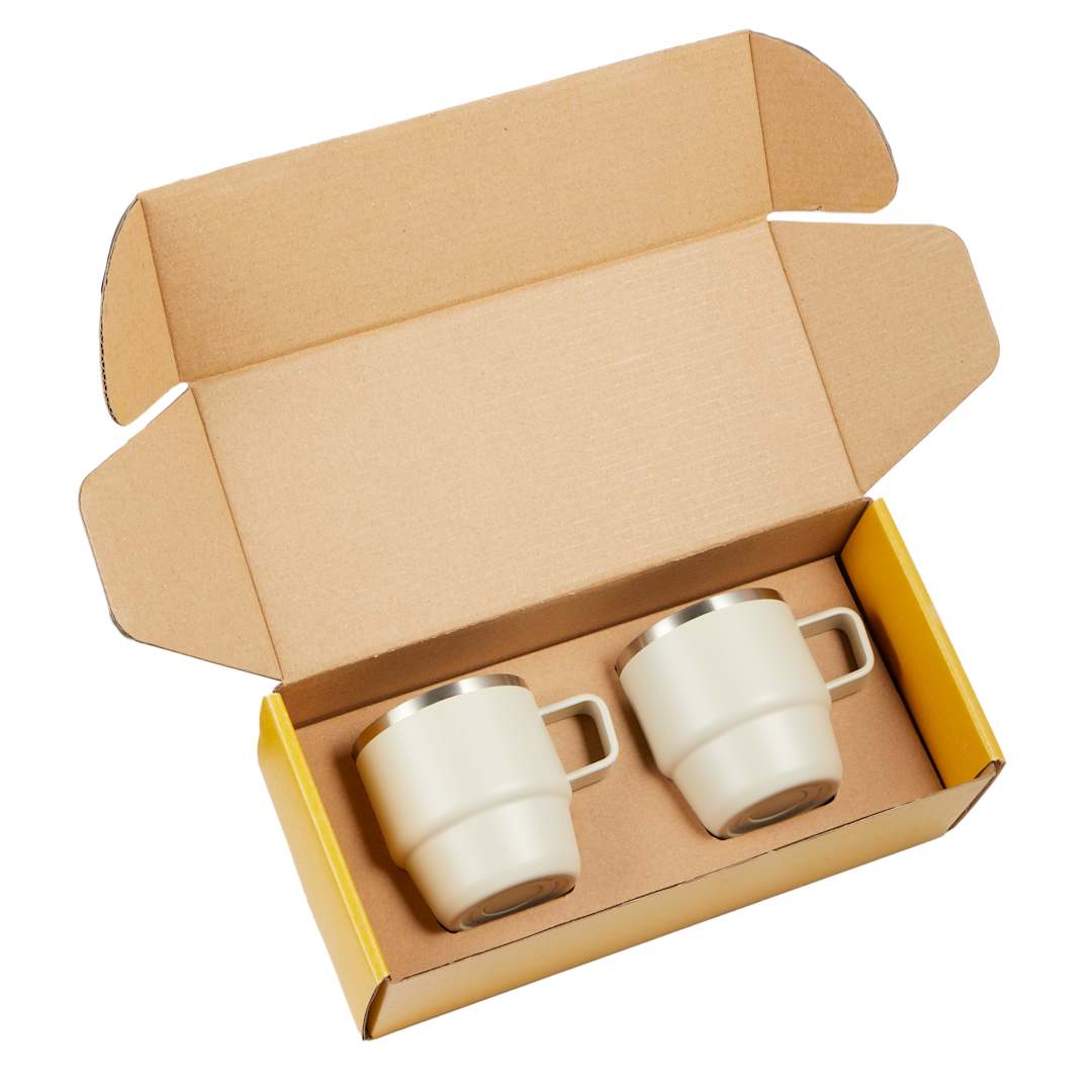 Doppio Stackable Recycled Mug Set 6oz - 1602-12 White