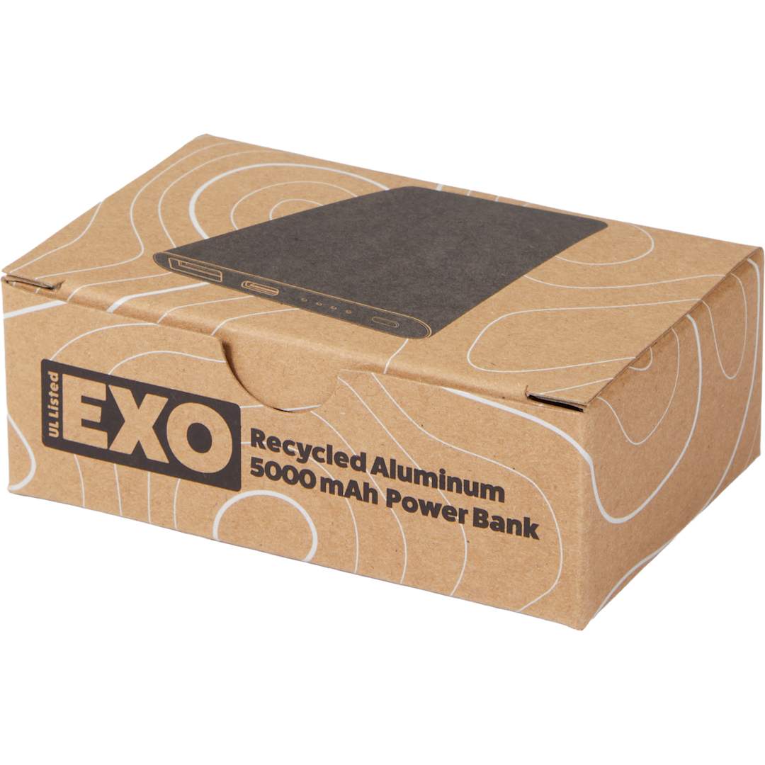 UL Listed Exo Recycled Aluminum 5000 mAh Power Ban - 7122-10 Black