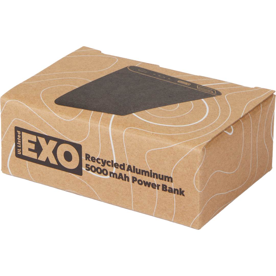 UL Listed Exo Recycled Aluminum 5000 mAh Power Ban - 7122-10 Black