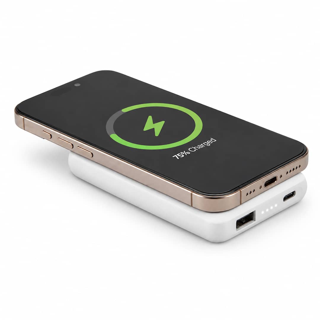UL Listed Connect 5000 mAh Wireless Power Bank - 7122-11 White