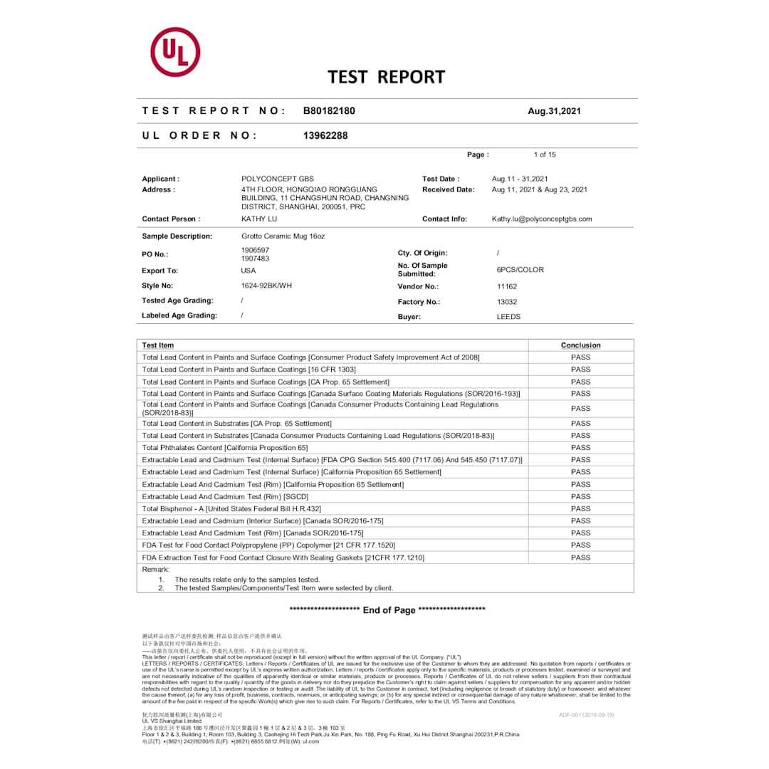 Grotto Ceramic Mug 16oz - 1624-92 White