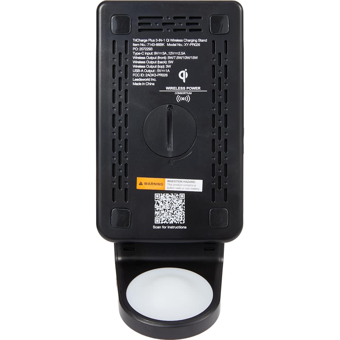 TriCharge Plus 3-IN-1 Qi Wireless Charging Stand - 7143-66 Black