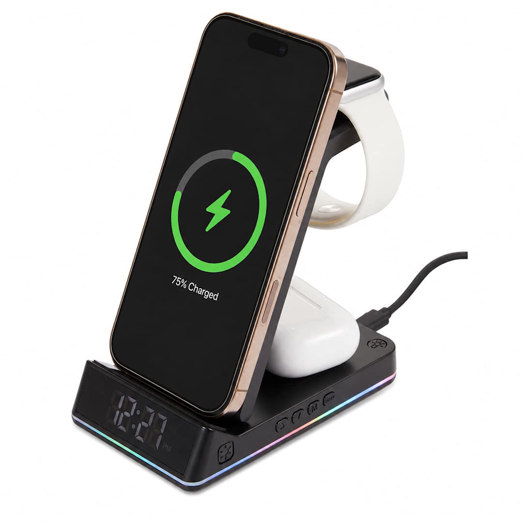 TriCharge Plus 3-IN-1 Qi Wireless Charging Stand - 7143-66 Black