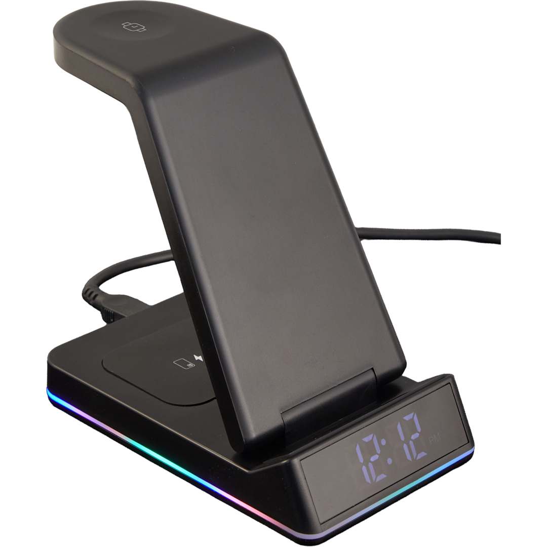 TriCharge Plus 3-IN-1 Qi Wireless Charging Stand - 7143-66 Black
