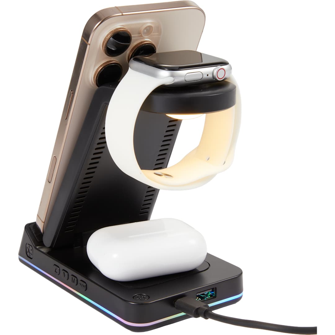 TriCharge Plus 3-IN-1 Qi Wireless Charging Stand - 7143-66 Black
