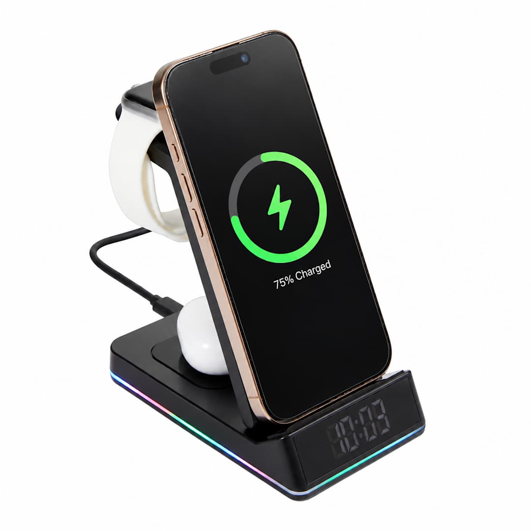TriCharge Plus 3-IN-1 Qi Wireless Charging Stand - 7143-66 Black
