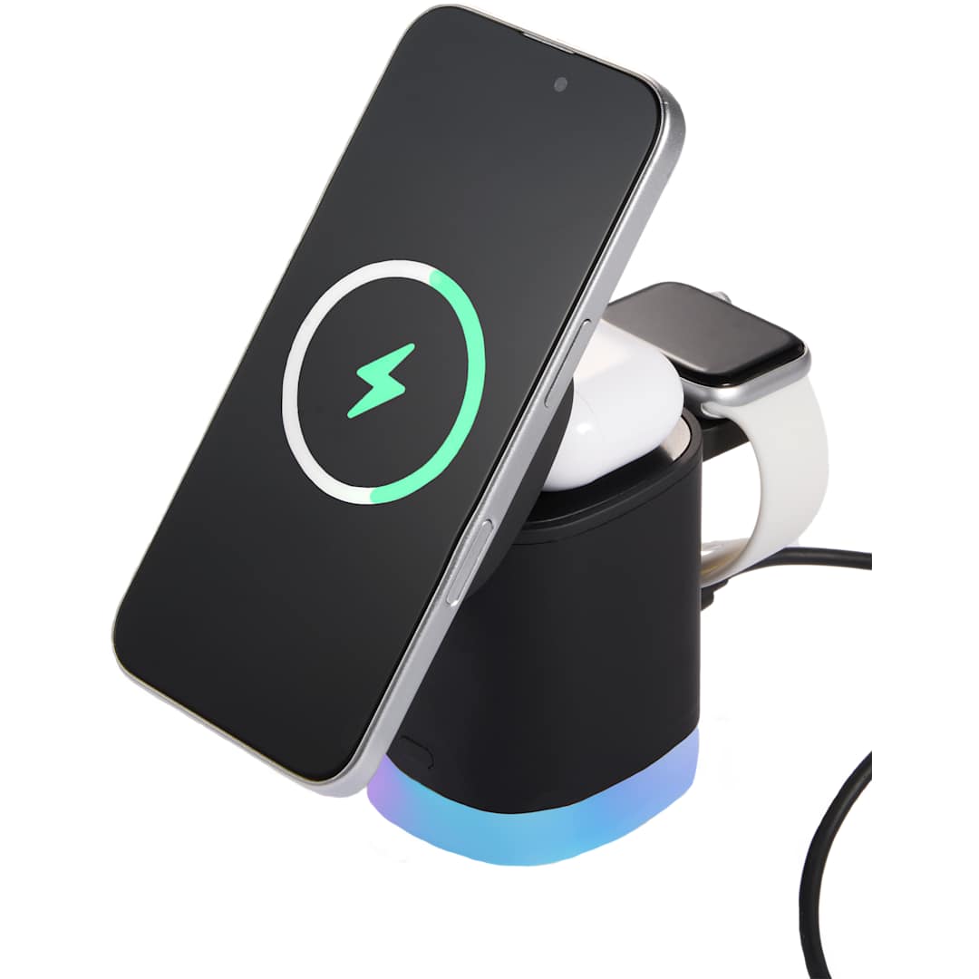 Glow 3-in-1 15W MagClick™ Wireless Charging Stand - 7143-71 Black