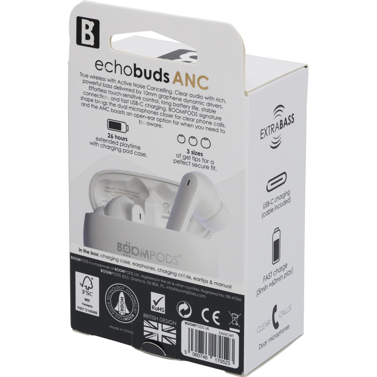 Boompods Écouteurs Echobuds à réduction de bruit Boompods™ - EL221 White