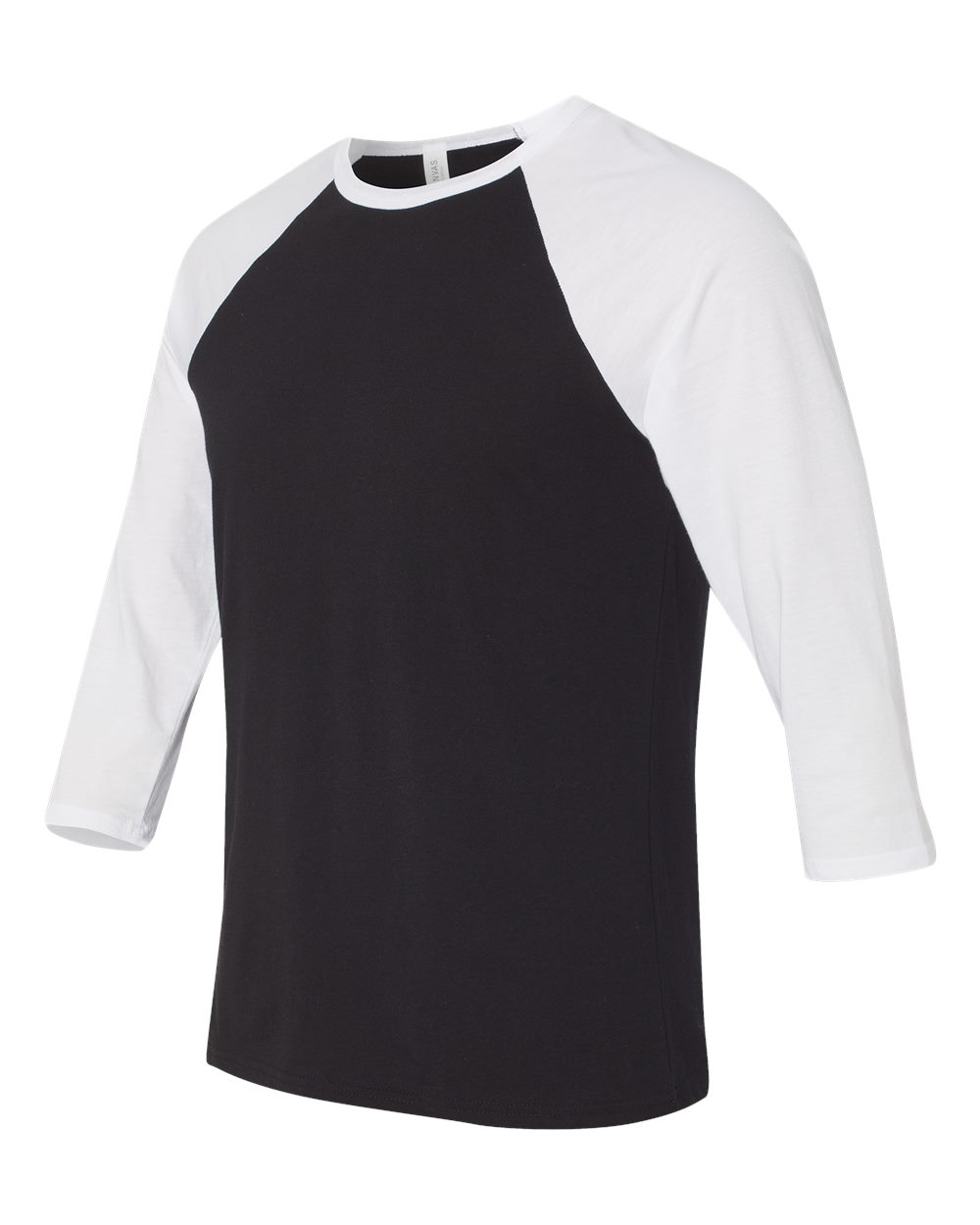 BELLA + CANVAS Unisex Three-Quarter Sleeve Baseball Tee - 3200 - 3200C Black- White