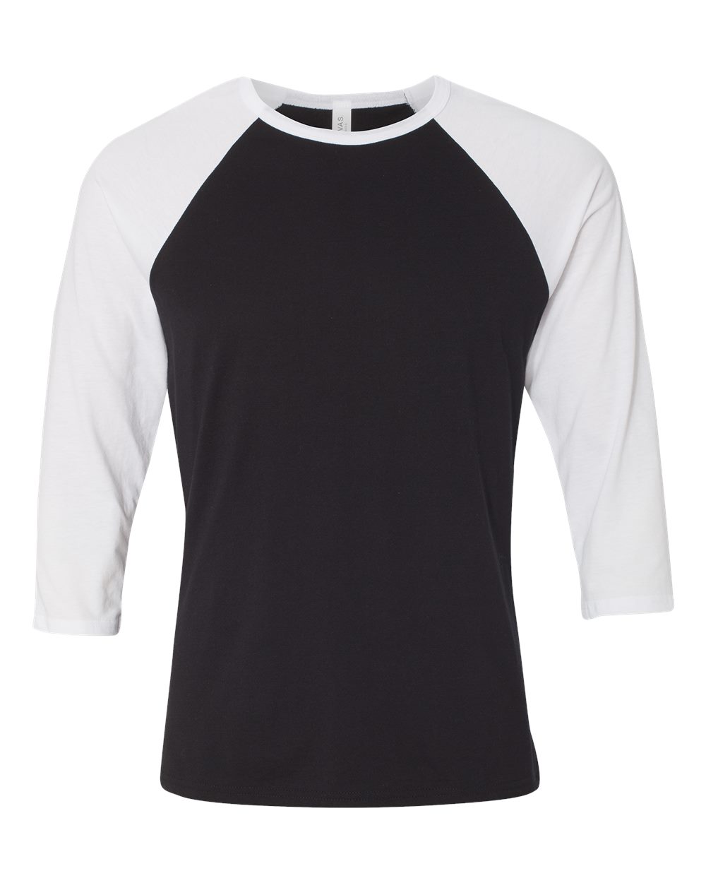 BELLA + CANVAS Unisex Three-Quarter Sleeve Baseball Tee - 3200 - 3200C Black- White