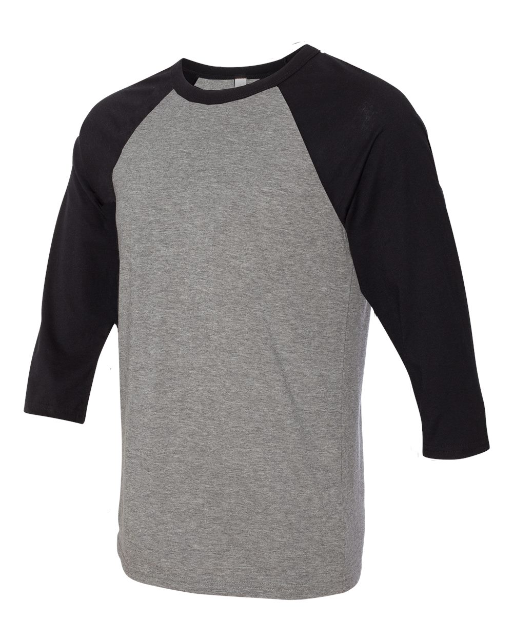 BELLA + CANVAS Unisex Three-Quarter Sleeve Baseball Tee - 3200 - 3200C Deep Heather- Black