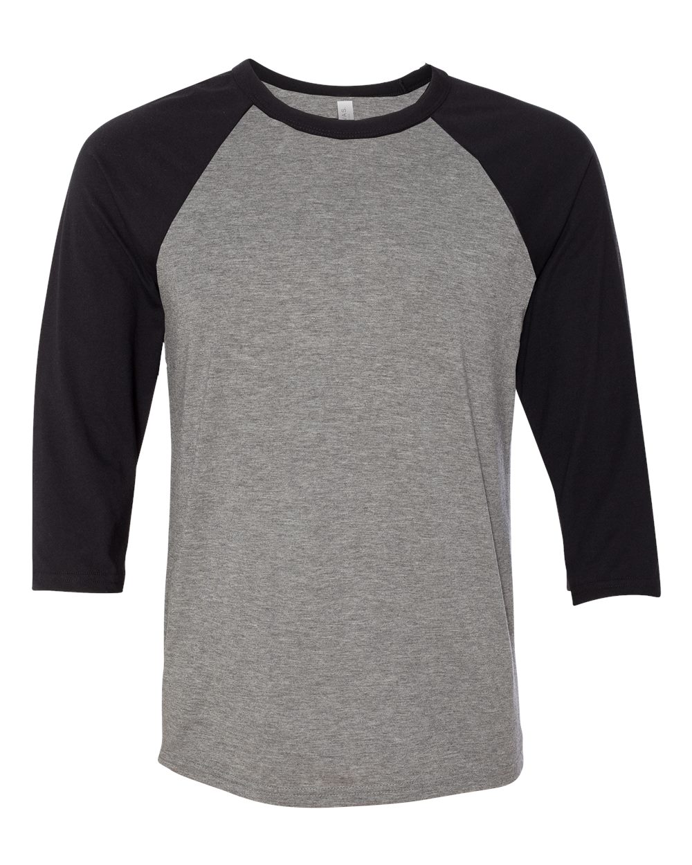 BELLA + CANVAS Unisex Three-Quarter Sleeve Baseball Tee - 3200 - 3200C Deep Heather- Black