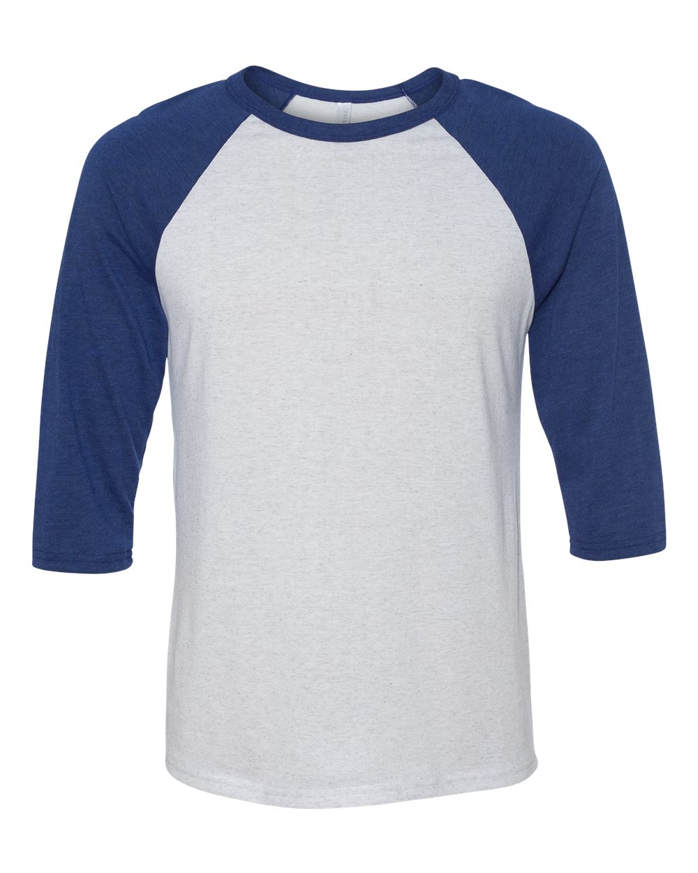 BELLA + CANVAS Unisex Three-Quarter Sleeve Baseball Tee - 3200 - 3200C White Fleck- Navy Triblend