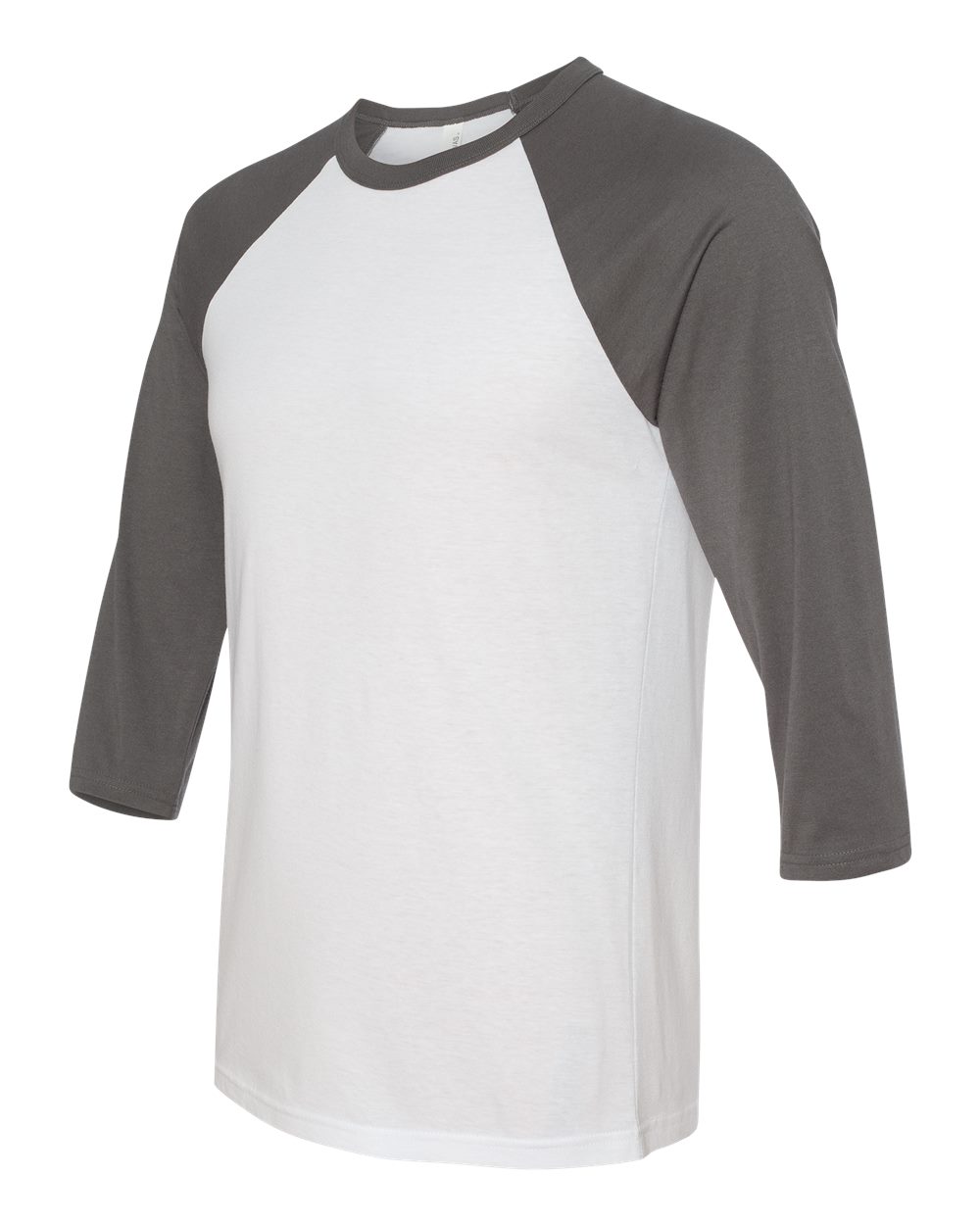 BELLA + CANVAS Unisex Three-Quarter Sleeve Baseball Tee - 3200 - 3200C White- Asphalt