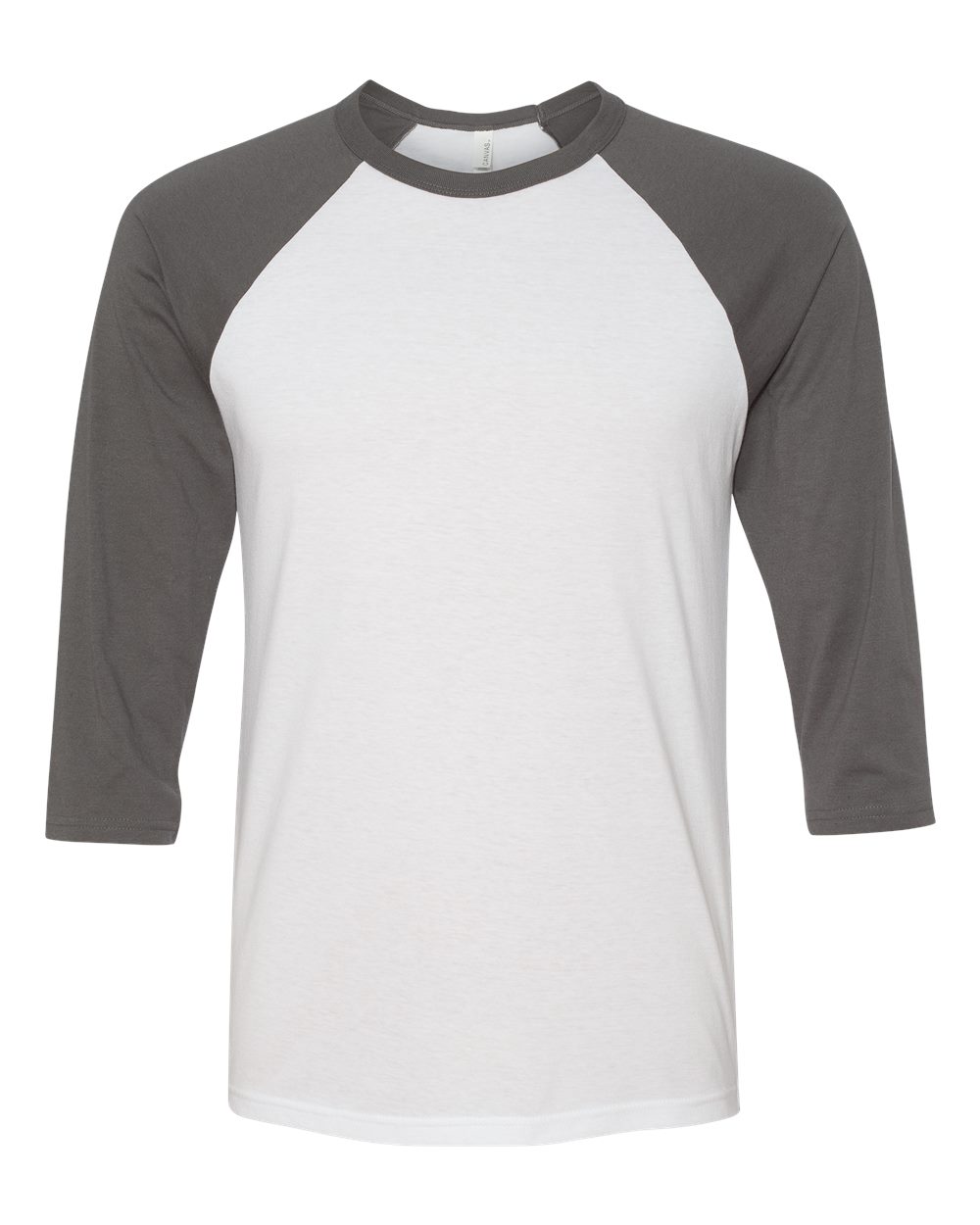 BELLA + CANVAS Unisex Three-Quarter Sleeve Baseball Tee - 3200 - 3200C White- Asphalt