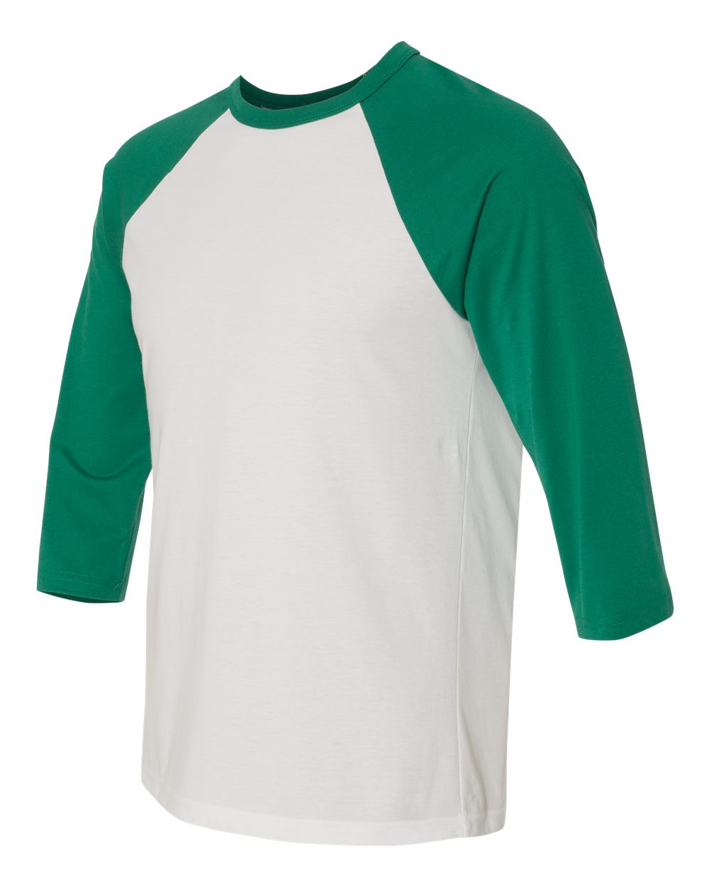 BELLA + CANVAS Unisex Three-Quarter Sleeve Baseball Tee - 3200 - 3200C White- Kelly
