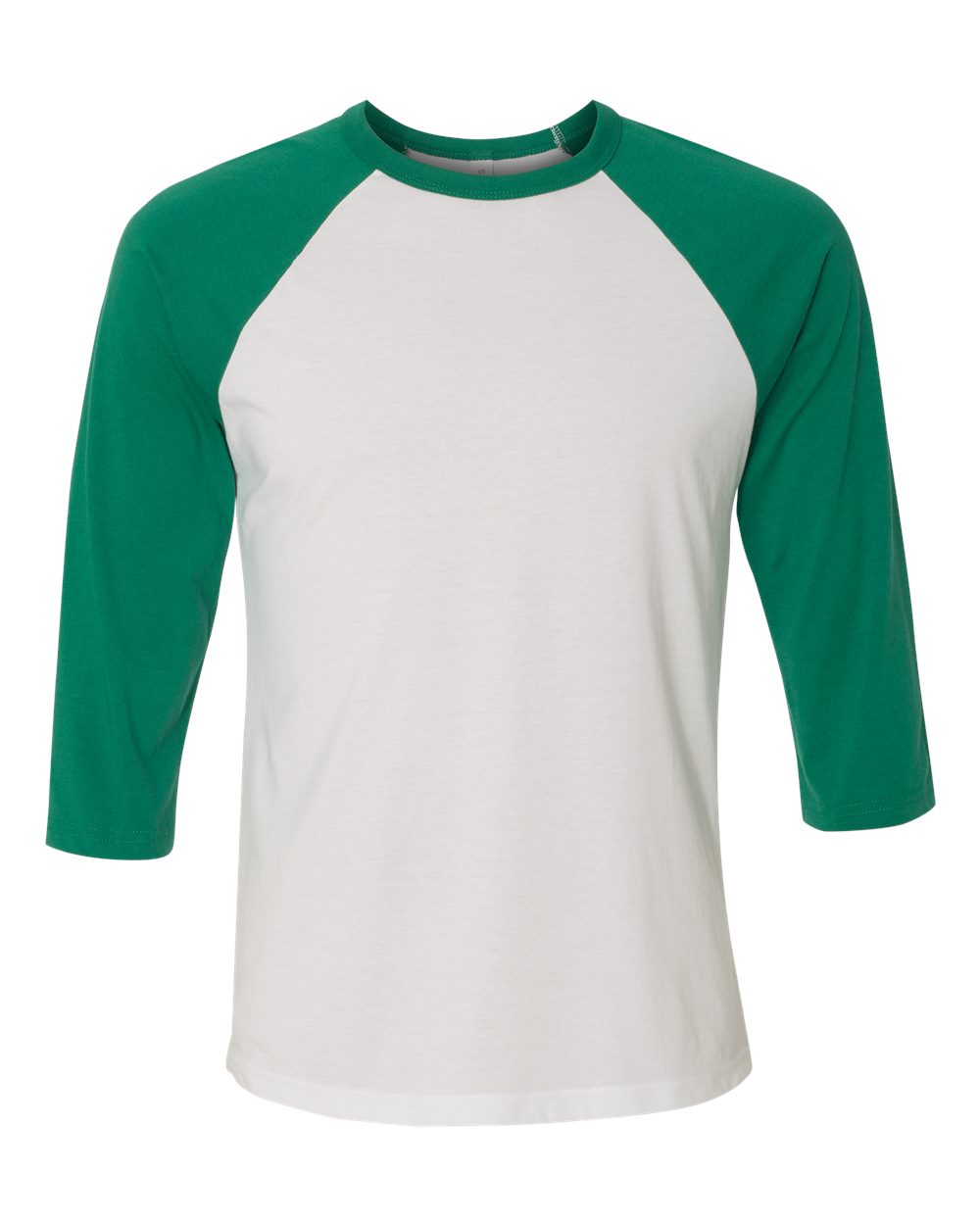BELLA + CANVAS Unisex Three-Quarter Sleeve Baseball Tee - 3200 - 3200C White- Kelly