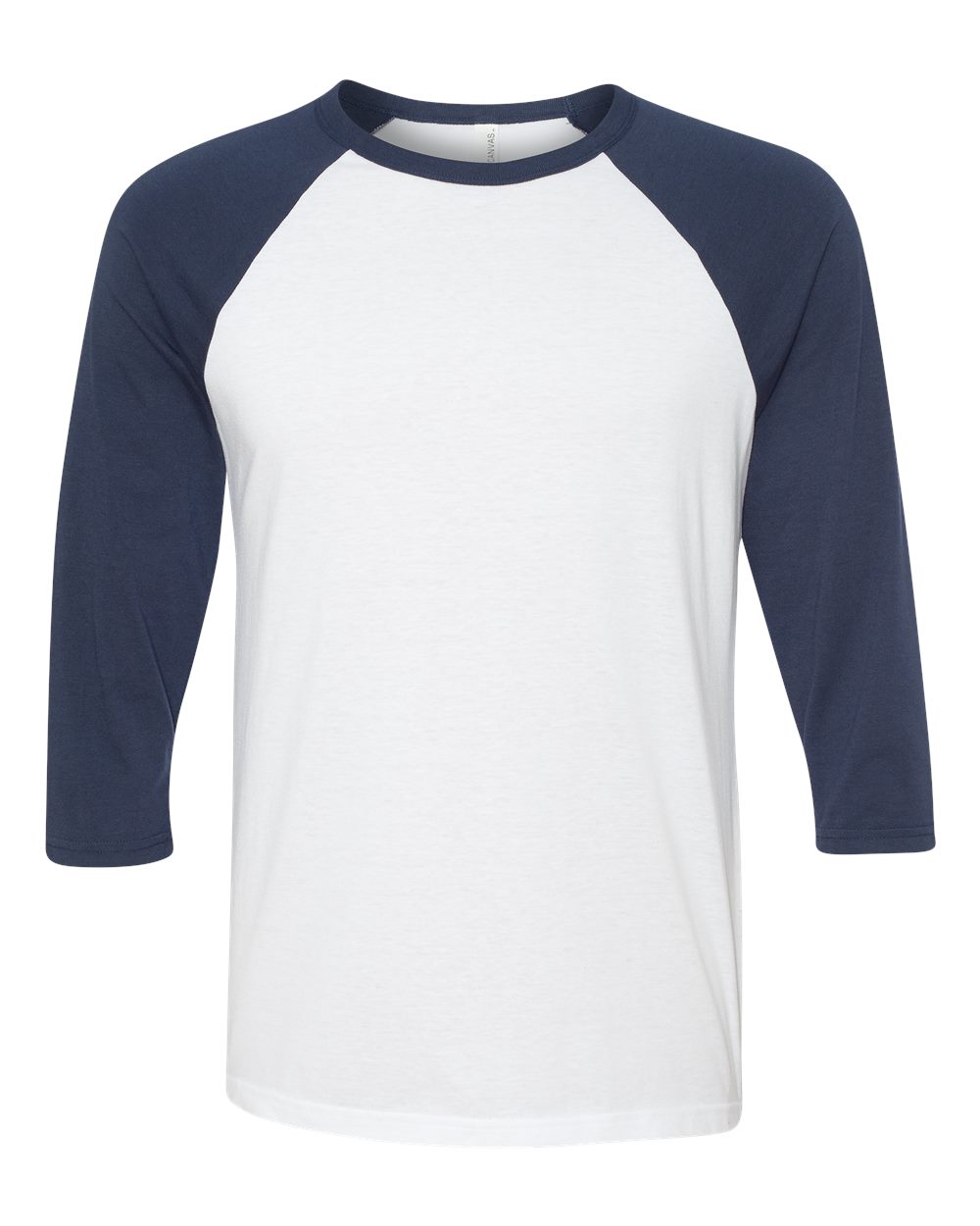 BELLA + CANVAS Unisex Three-Quarter Sleeve Baseball Tee - 3200 - 3200C White- Navy