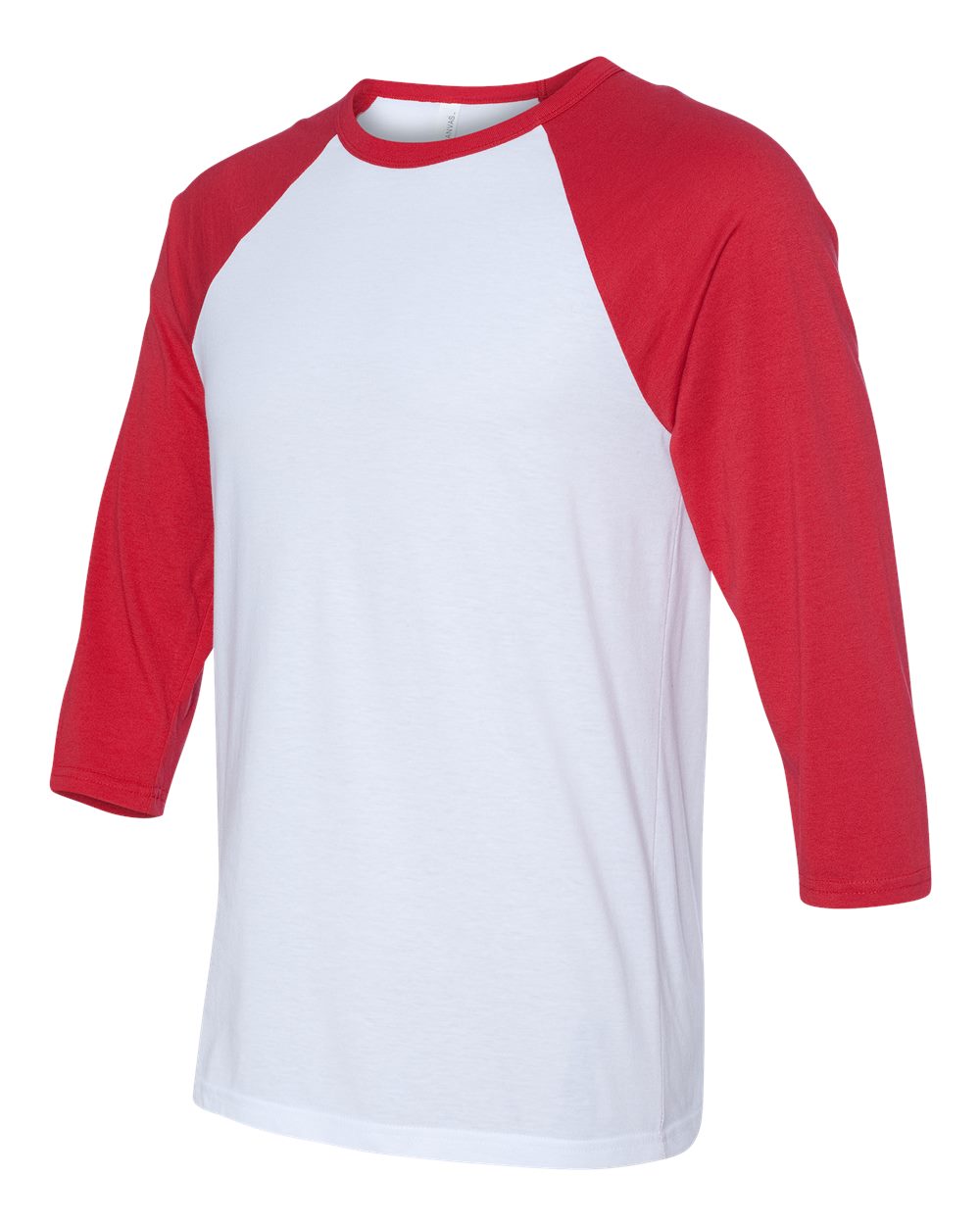BELLA + CANVAS Unisex Three-Quarter Sleeve Baseball Tee - 3200 - 3200C White- Red