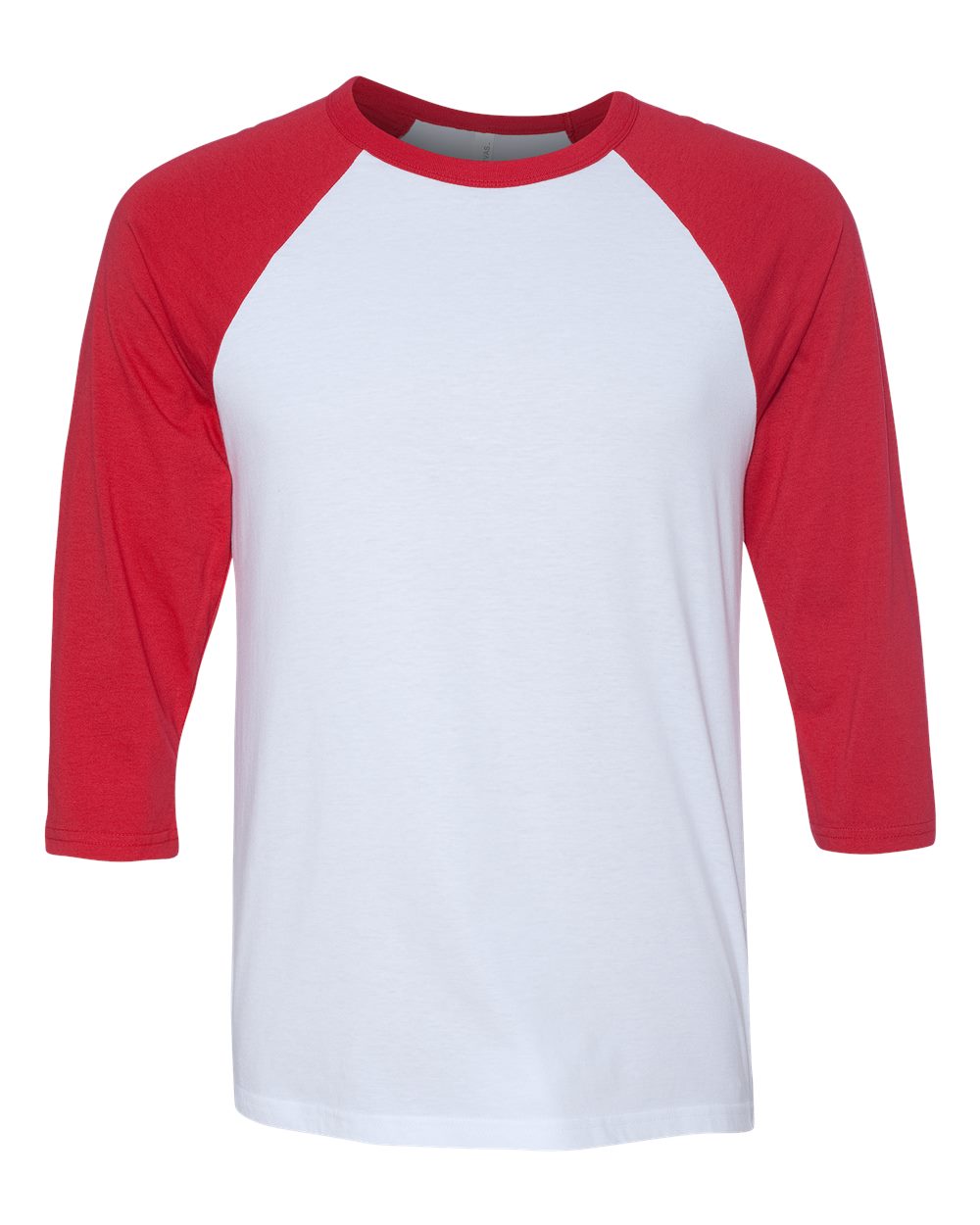 BELLA + CANVAS Unisex Three-Quarter Sleeve Baseball Tee - 3200 - 3200C White- Red