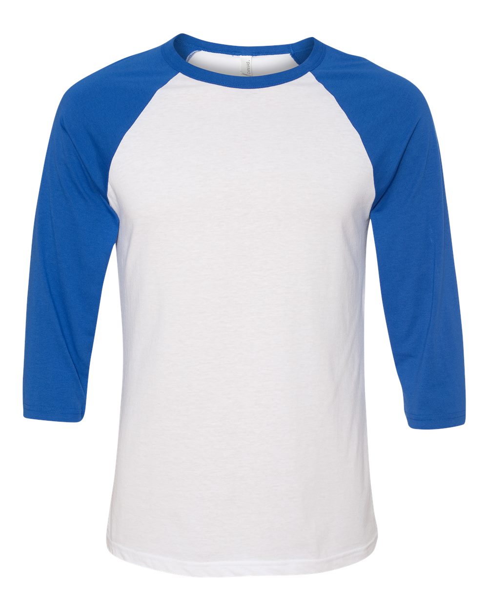 BELLA + CANVAS Unisex Three-Quarter Sleeve Baseball Tee - 3200 - 3200C White- True Royal