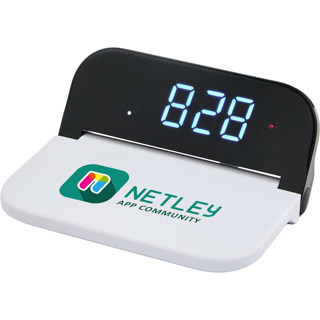 Digital Power Clock 15W Wireless Charger - SM-2846 White