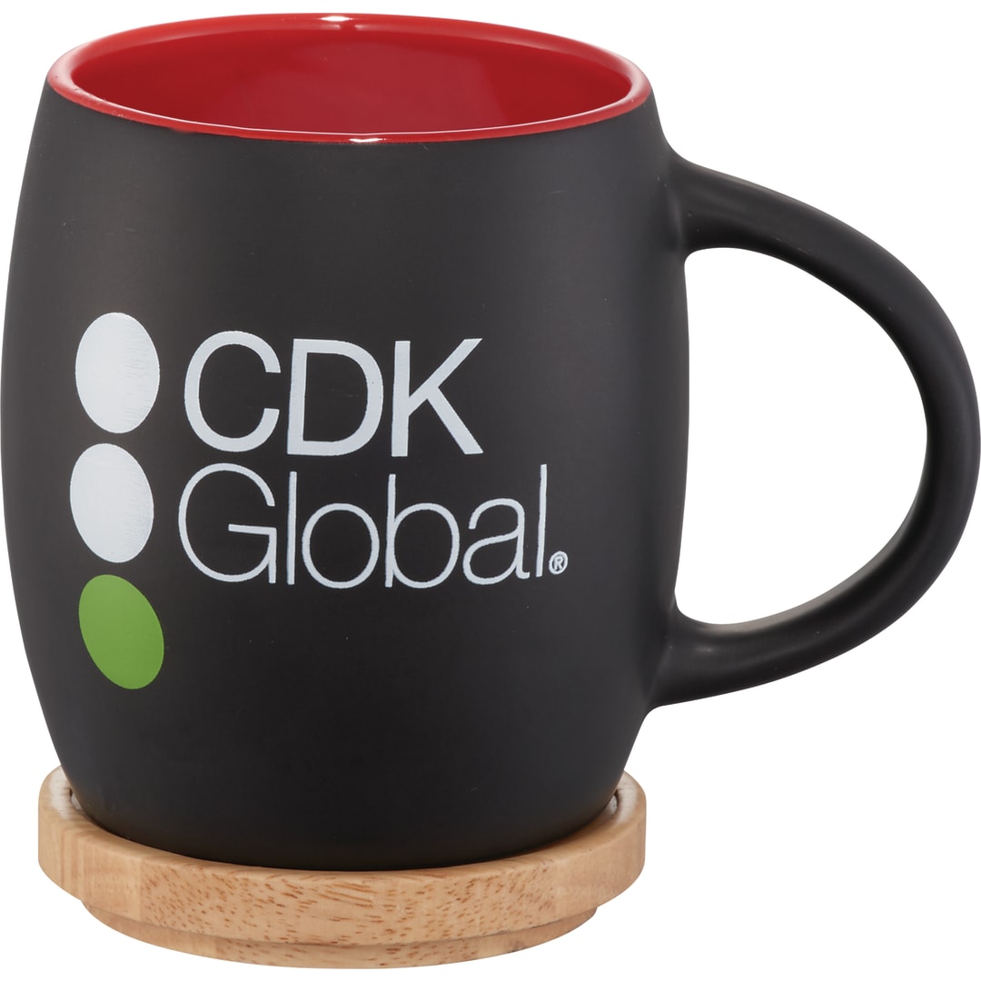 Hearth Ceramic Mug FSC&#174;100% Wood Lid/Coaster 15oz - 1625-40 Black