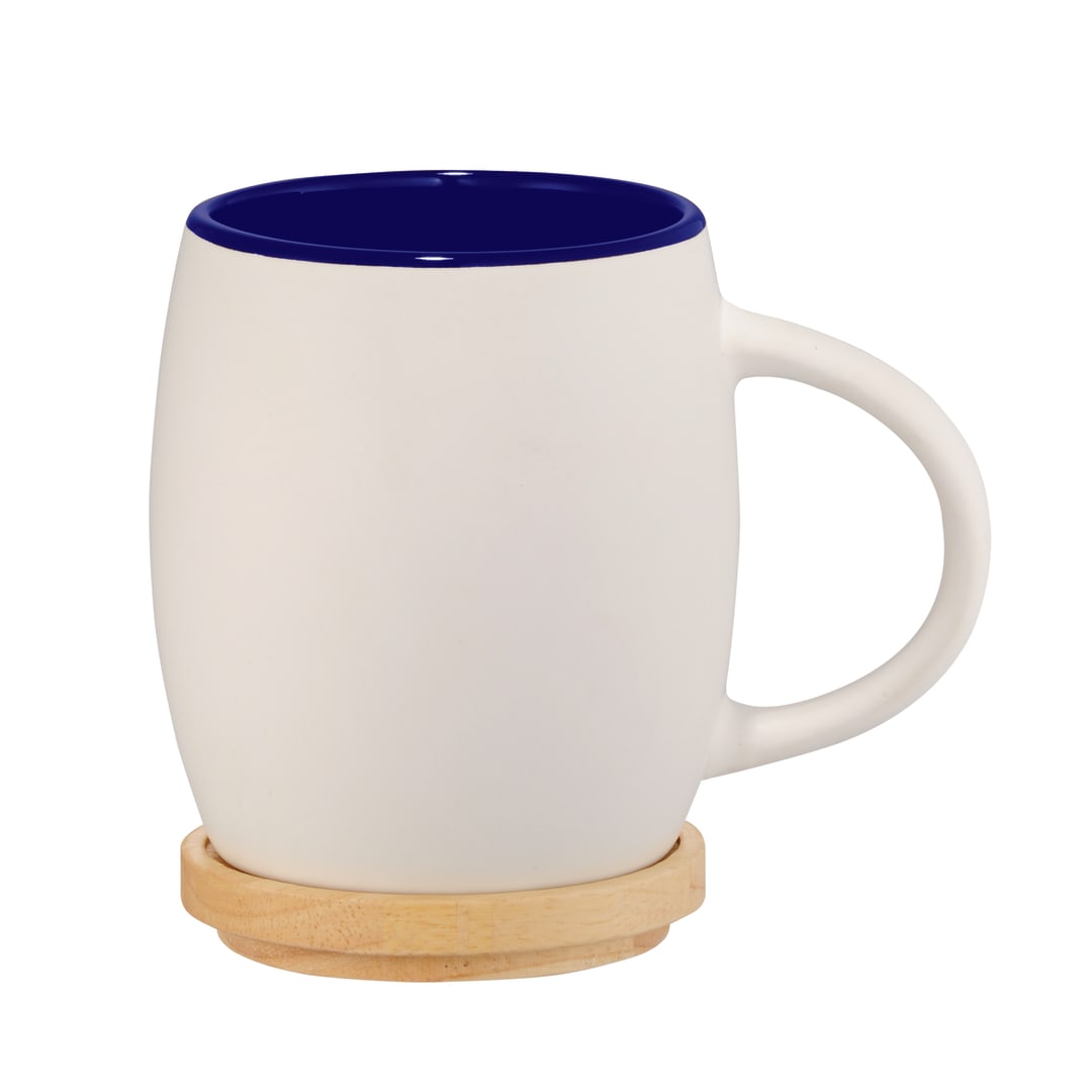 Hearth Ceramic Mug FSC&#174;100% Wood Lid/Coaster 15oz - 1625-40 Blue