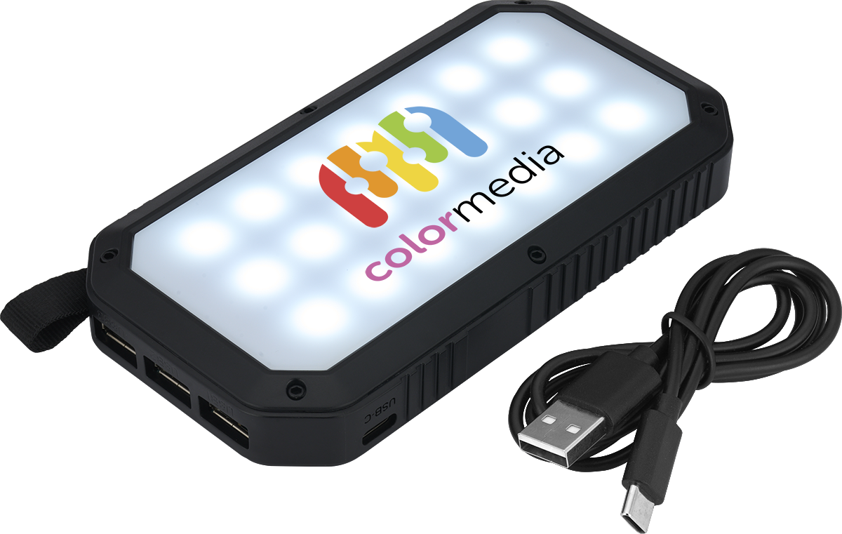 Banque d'alimentation LED solaire à trois ports - EL227 Black