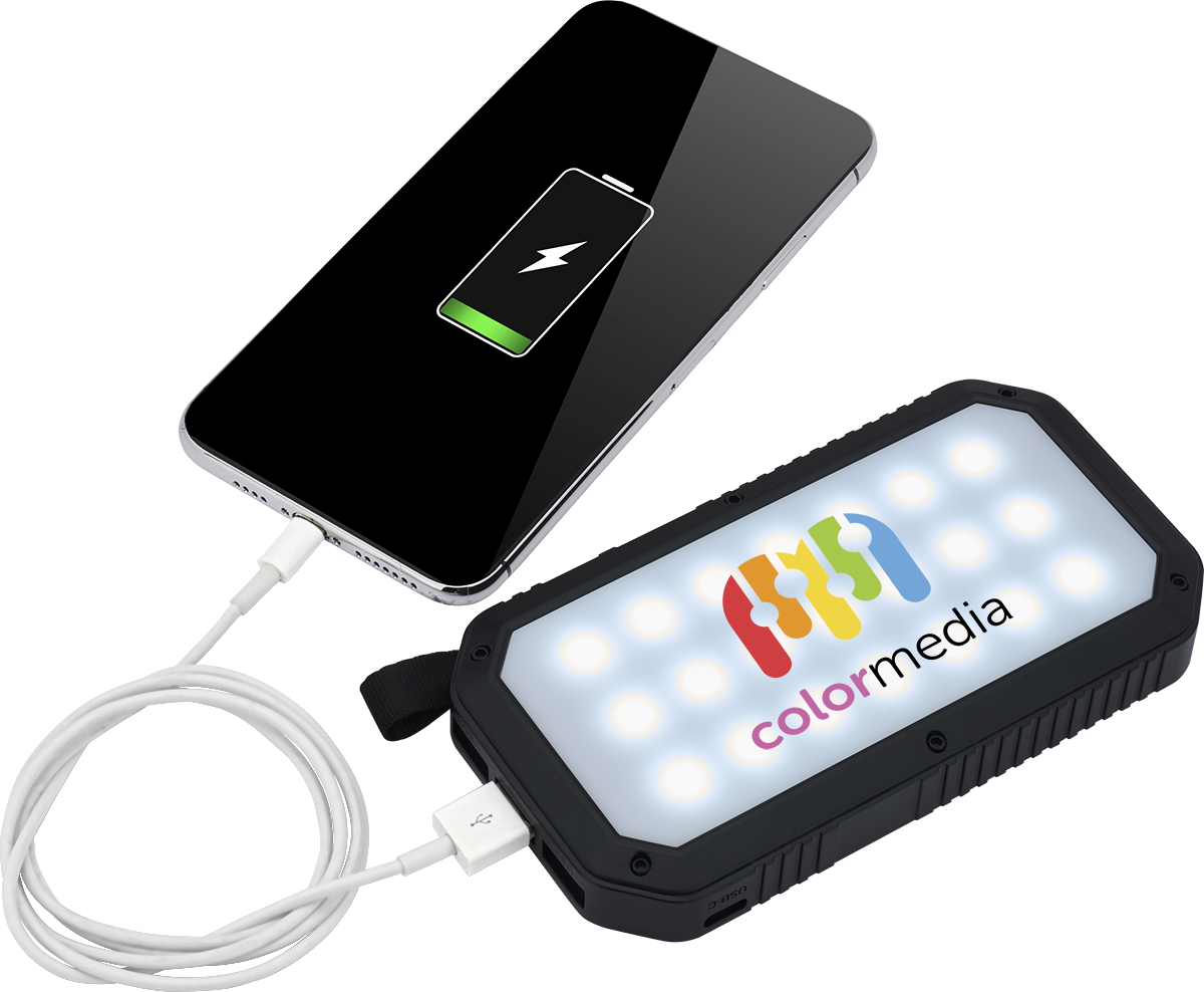 Banque d'alimentation LED solaire à trois ports - EL227 Black