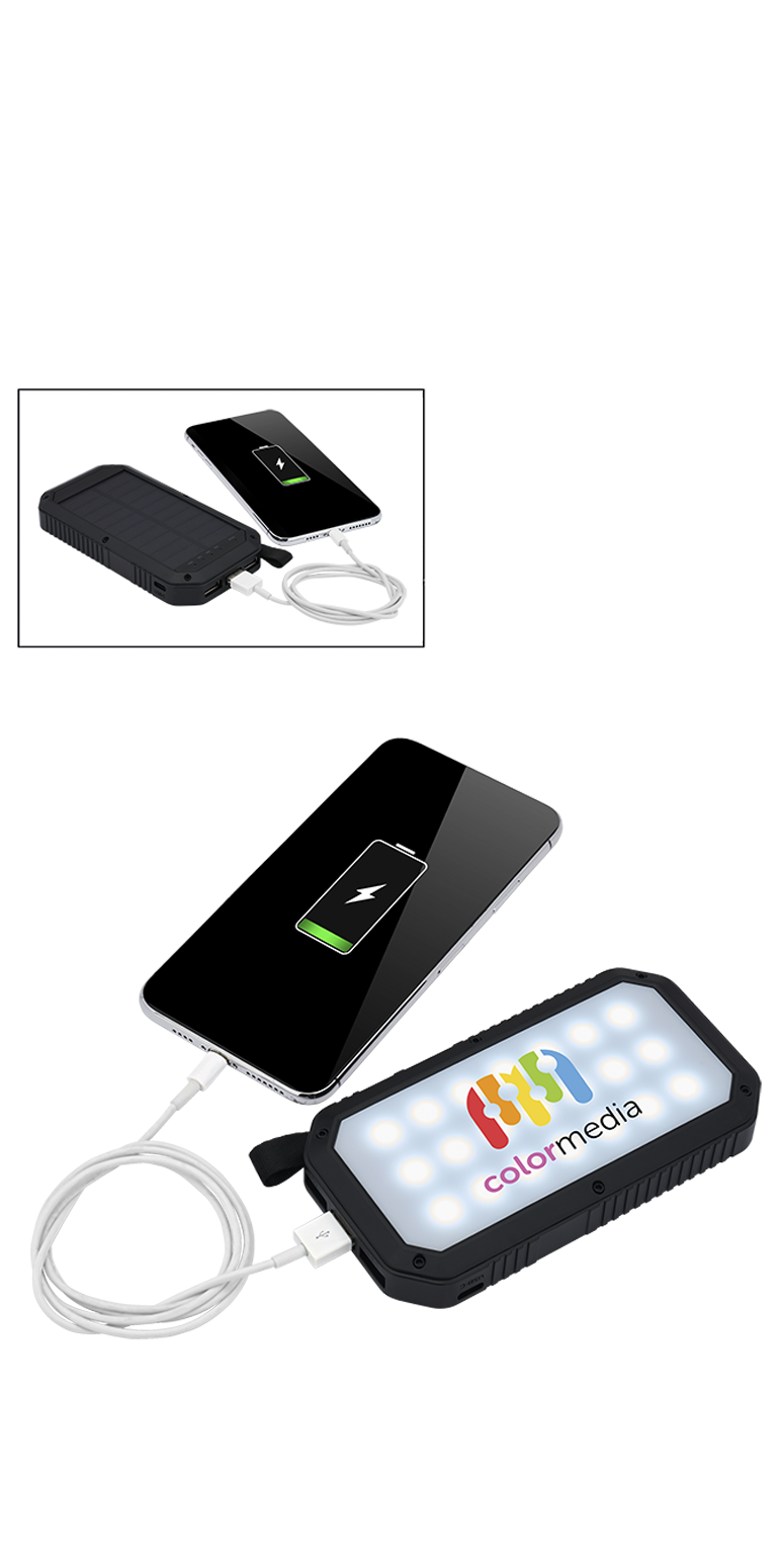 Banque d'alimentation LED solaire à trois ports - EL227 Black