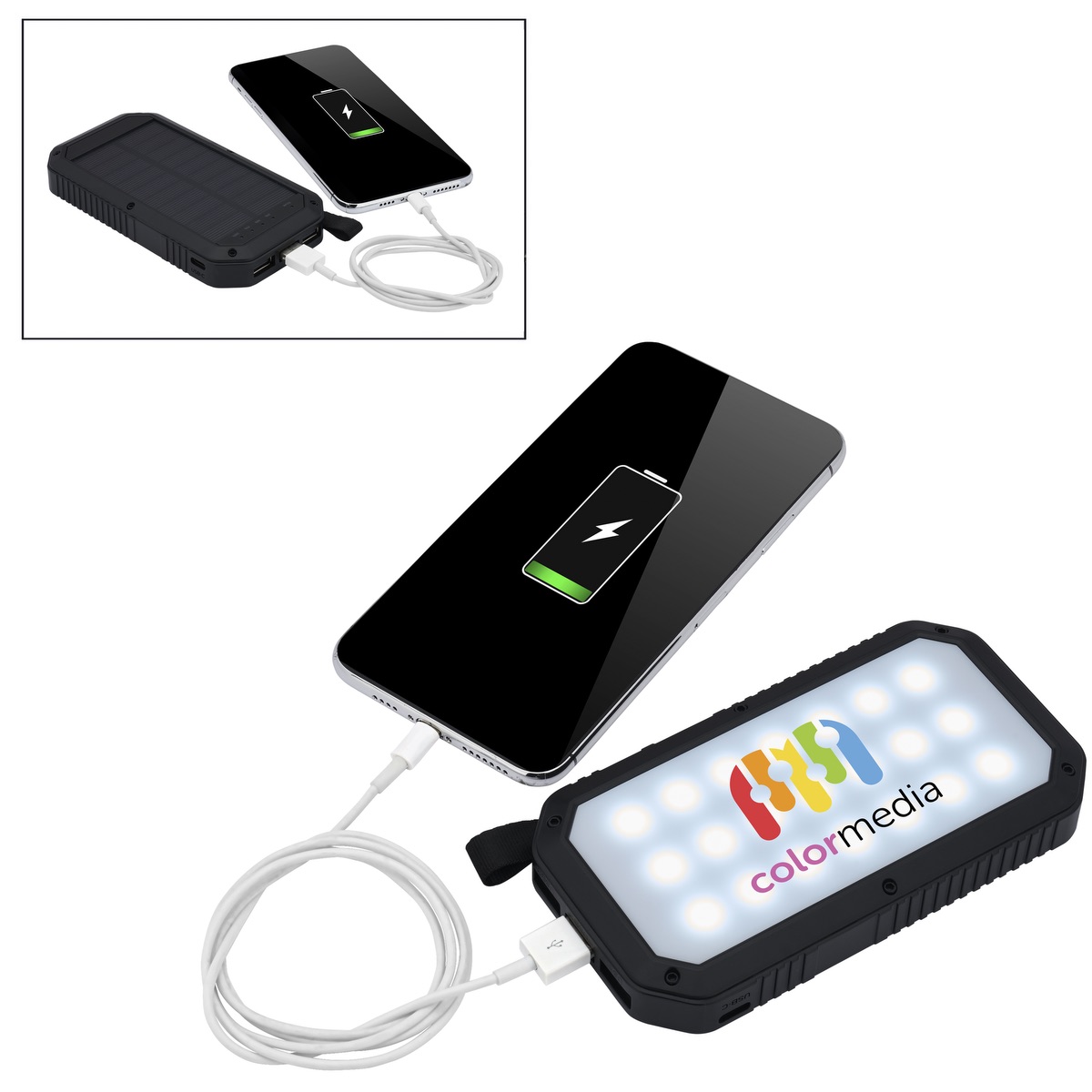 Banque d'alimentation LED solaire à trois ports - EL227 black