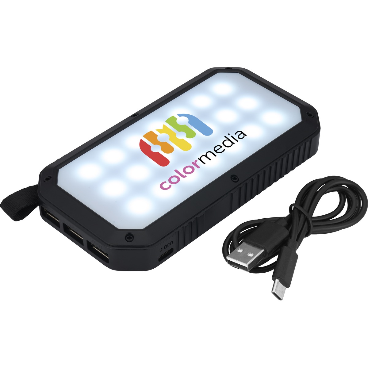 Banque d'alimentation LED solaire à trois ports - EL227 Black