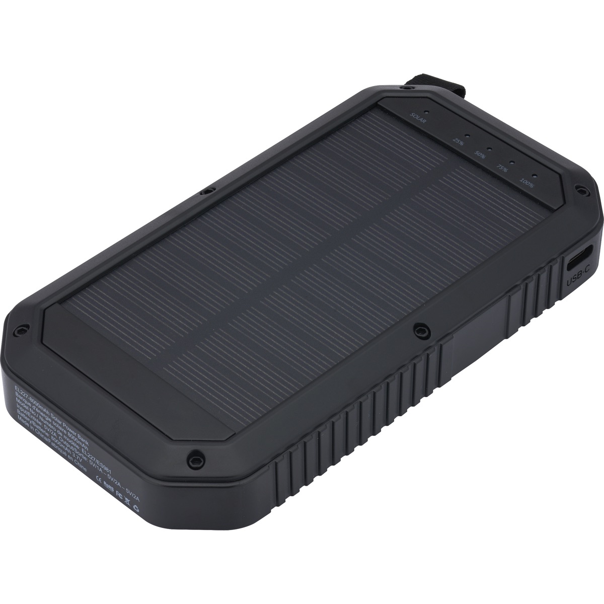 Banque d'alimentation LED solaire à trois ports - EL227 Black