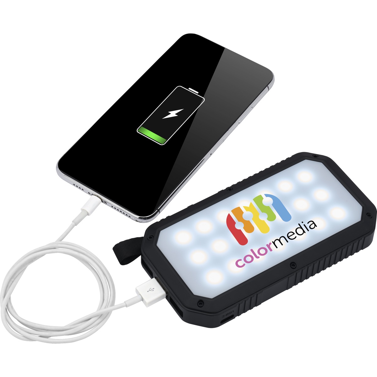 Banque d'alimentation LED solaire à trois ports - EL227 Black