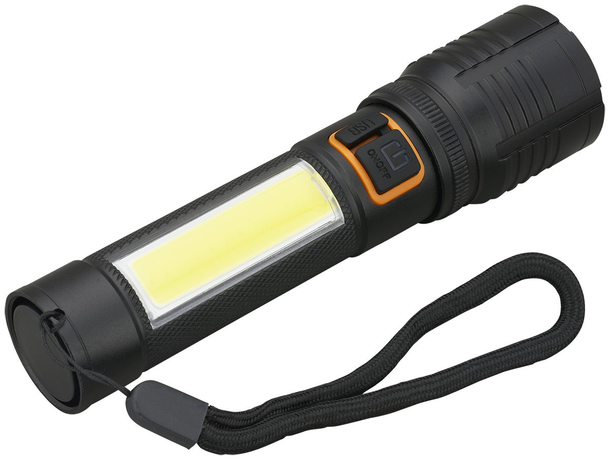 Rechargeable 10W P50/COB Flashlight - FL211 Black