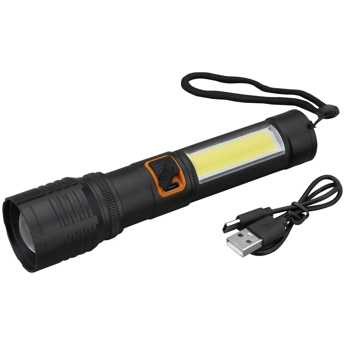 Rechargeable 10W P50/COB Flashlight - FL211 Black