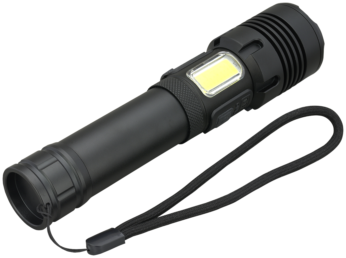 Rechargeable 15W P50/COB Flashlight - FL212 Black